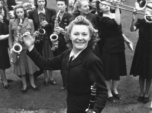 Ivy Benson pictured with the brass section of her all-female band in 1954. PIC: Getty