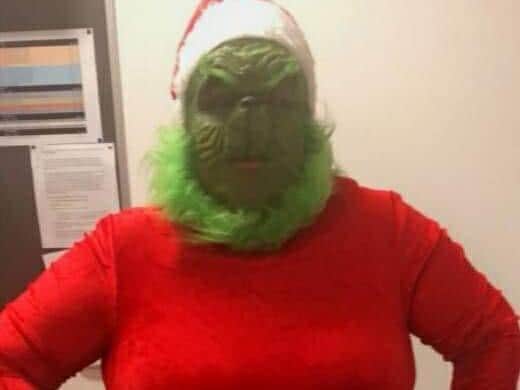 Amy Hart dressed as The Grinch