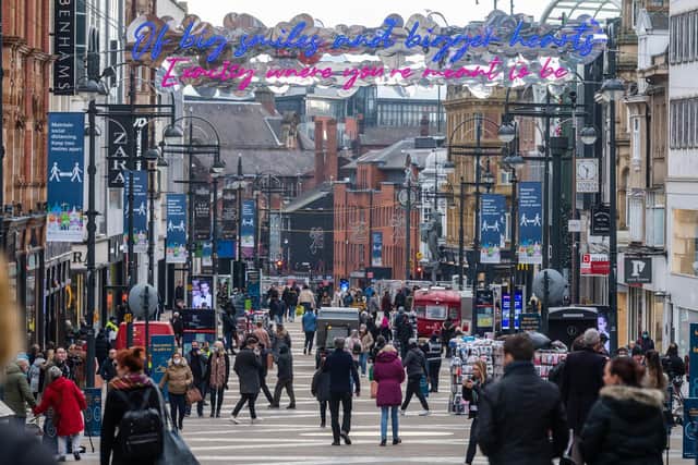 Shoppers in Leeds city centre as non-essential retailers were allowed to reopen on December 2.