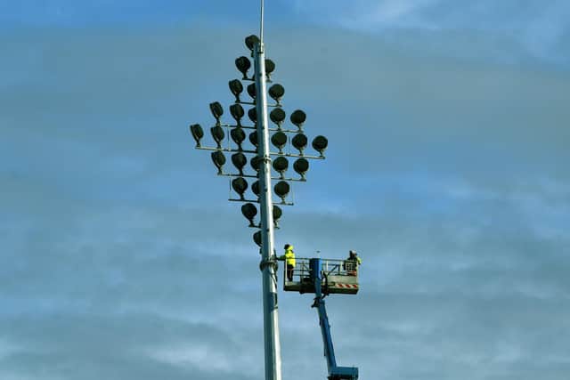 Leeds United have installed new floodlights as part of the Premier League's requirements. Pic: Jonathan Gawthorpe