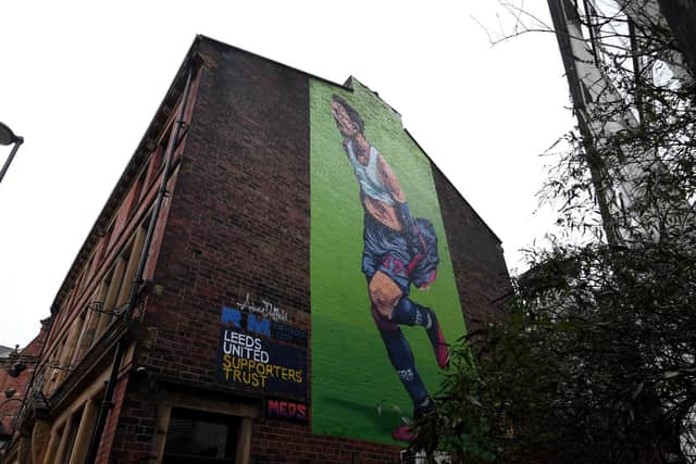 Leeds United Pablo Hernandez mural in the city centre. Pic: Simon Hulme
