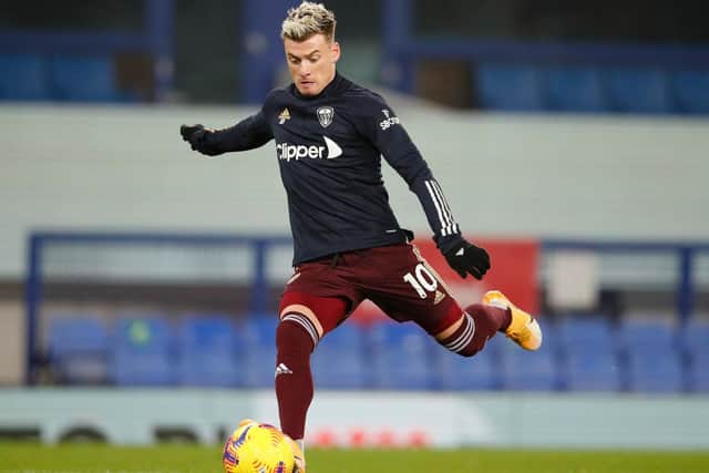 THRIVING: Leeds United's North Macedonian international Gjanni Alioski, warming up before last weekend's 1-0 win at Everton. Photo by Clive Brunskill/Getty Images.