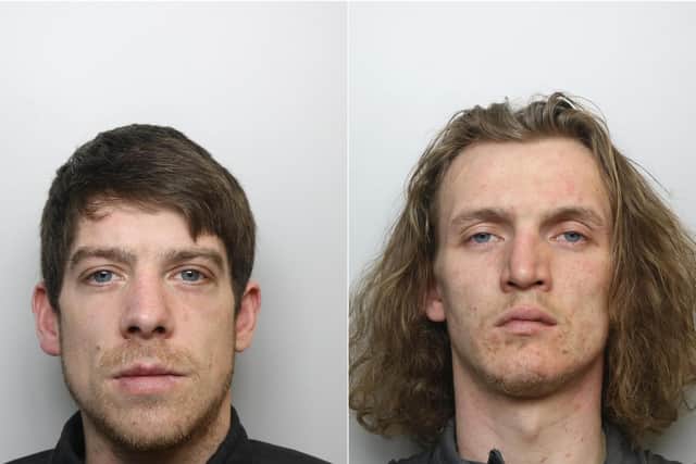 West Yorkshire Police are searching for Robert Bruce (left) and Aaron Conlon (right).