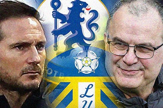 FIFTH MEETING: Between Chelsea boss Frank Lampard, left, and Leeds United head coach Marcelo Bielsa, right, following four clashes when Lampard was in charge of Derby County. Graphic by Graeme Bandeira.