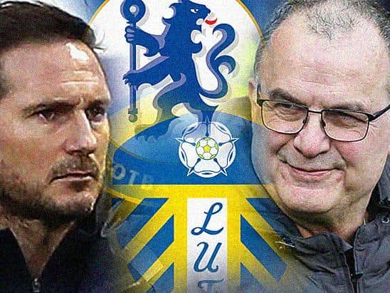 FIFTH MEETING: Between Chelsea boss Frank Lampard, left, and Leeds United head coach Marcelo Bielsa, right, following four clashes when Lampard was in charge of Derby County. Graphic by Graeme Bandeira.