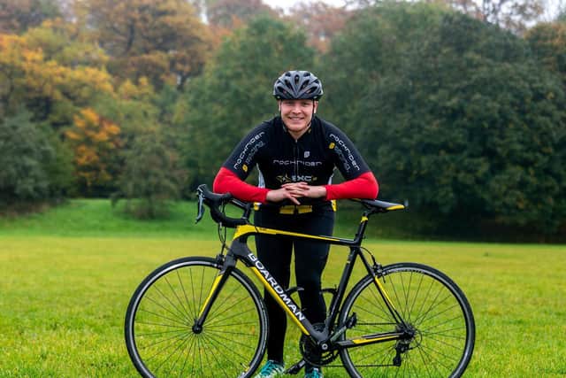 Adam Smith in training for his fundrasing duathlon.