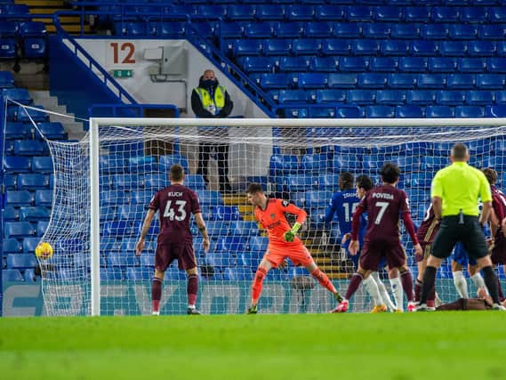 MAJOR ISSUE - Leeds United struggled to cope with Chelsea's free-kicks and corners and Kurt Zouma took full advantage to score the Blues' second goal. Pic: Bruce Rollinson