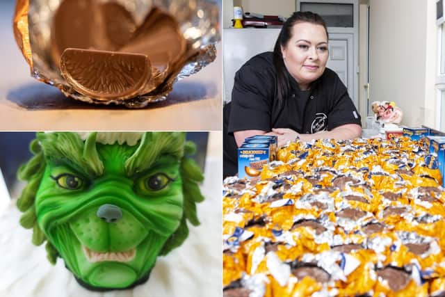 Cake decorator Chelle Holmes, 42, has previously turned the traditional Christmas treat into edible unicorns, pumpkins and even the Grinch using her icing skills.
SWNS