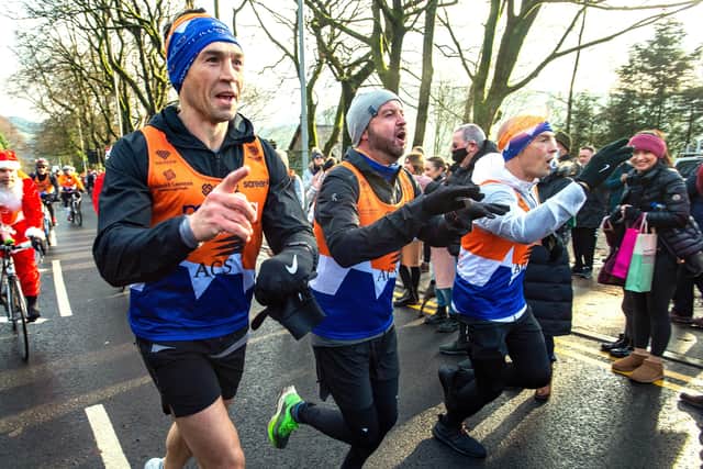 Kevin Sinfield prepares to finish his seventh marathon today in seven days in aid of Rob Burrow and MNDA.
Picture: Bruce Rollinson.