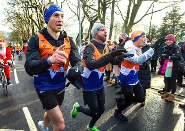 Kevin Sinfield   prepares to finish his seventh marathon today in seven days in aid of Rob Burrow and MNDA.
 Picture: Bruce Rollinson.