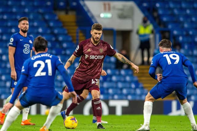 CHELSEA STRUGGLE - Leeds United's Mateusz Klich took no issue with the result against Chelsea but did wonder what might have happened had Ian Poveda been given a penalty in the second half. Pic: Bruce Rollinson