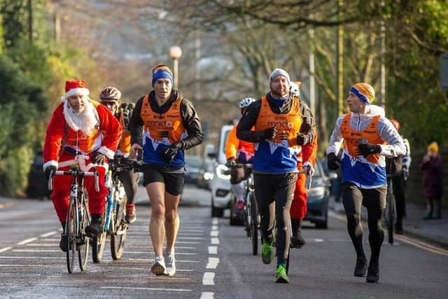Leeds Rhinos legend Kevin Sinfield completed his final of seven marathons in seven days on Monday