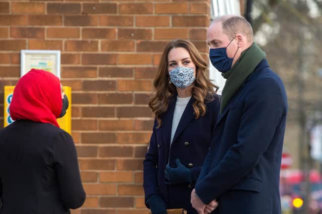 Prince William and the Duchess of Cambridge arrive at Batley Community Centre