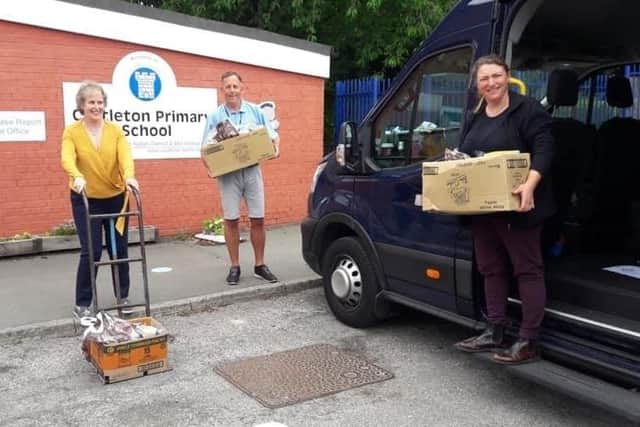 New Wortley Community Association on its delivery round to Castleton Primary School in Leeds.