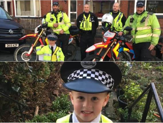 Oliver, aged four, met his 'team buddies' from East Leeds Neighbourhood Policing Team (photo: Joanne Wrigg)