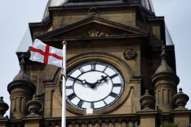 Morley's magnificent town hall during a St George's Day celebration.