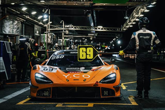 Ollie Wilkinson in the pits in his McLaren car. Picture: Xynamic Automotive Photography.