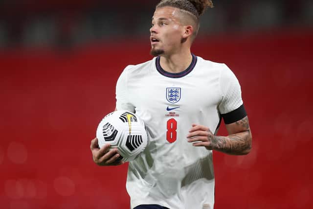 Leeds United's Kalvin Phillips in action for England. Pic: Getty