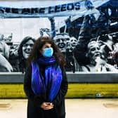 Photographer Jude Palmer with her 'Love of Leeds' exhibition (photo: Jonathan Gawthorpe)