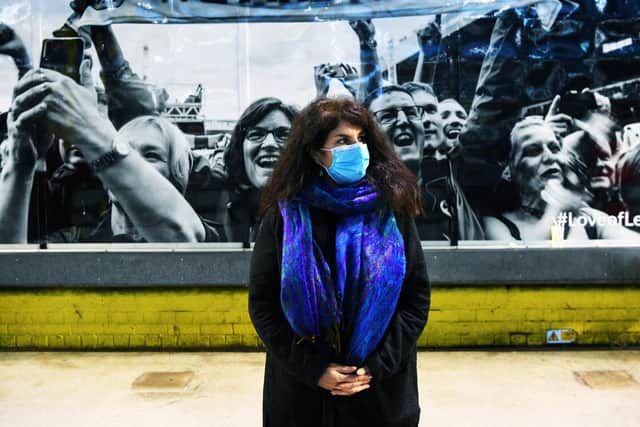 Photographer Jude Palmer with her 'Love of Leeds' exhibition (photo: Jonathan Gawthorpe)
