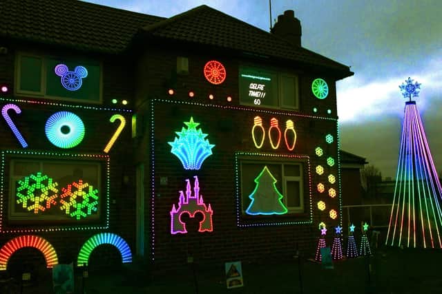 Dom Hodgson and his family display 7,500 Christmas lights on their house (photo: Gary Longbottom)