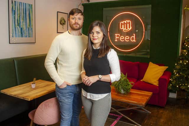 Pictured: Laura MacLeod with partner Luke Dowling, who have changed their restaurant, Feed, into a successful takeaway business during the coronavirus pandemic. Photo credit: Tony Johnson/JPIMediaResell