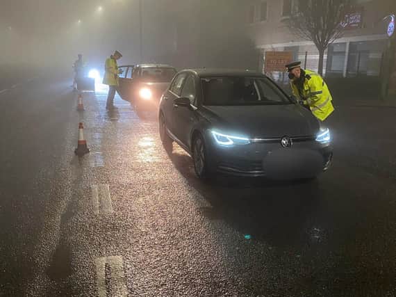 45 vehicles were stopped in foggy Rothwell on Friday night (photo: West Yorkshire Police Roads Policing Unit)