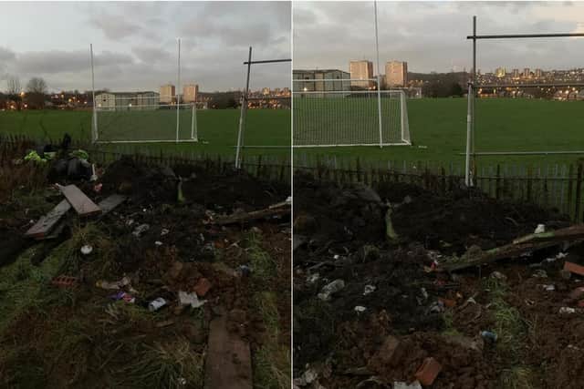 A 'truck load' of waste including old soil, scaffolding boards, cans, bottles and high vis clothing was dumped at the club