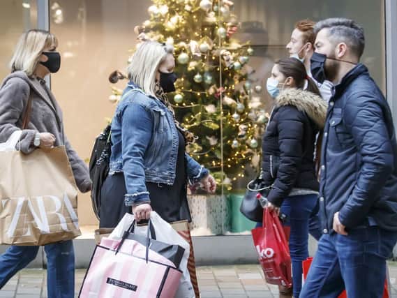 Christmas shoppers in Leeds city centre on Saturday December 12, 2020.

 Photo: Danny Lawson/PA Wire