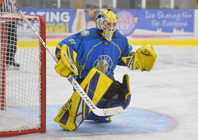 BRING IT BACK: Leeds Chiefs' netminder Sam Gospel, pictured in action against Hull Pirates last season. Picture: Dean Woolley.