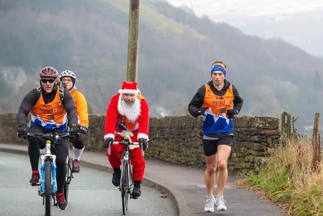 INSPIRATIONAL: Kevin Sinfield, pictured during his final 7 in 7 marathon challenge  around Saddleworth in aid of Rob Burrow and in support of the MND Association. Picture: Bruce Rollinson