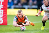 Adam Milner scores for Castleford against Toronto in February. Picture by Allan McKenzie/SWpix.com.
