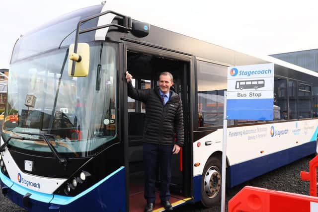 Library image of a Stagecoach bus in Scotland
