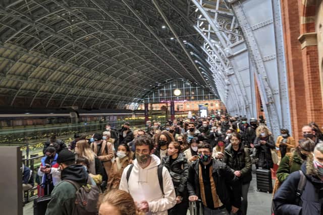Passengers at St Pancras waiting to board trains which did not have limits on ticket sales beforehand