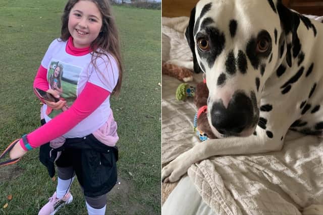 Maisie Proctor, 10, and her beloved pet dalmatian, Rio (Image: PA Wire)