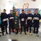 Yorkshire County Cricket Club players pictured dopnating Christmas presents at Leeds Children's Hospital in 2019.