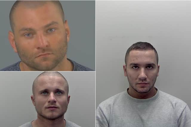 Murderers Maciaj Solarz (top left), Michal Szymanski (bottom left) and  Adam Litwinowicz (right) have been given life sentences at Leeds Crown Court.