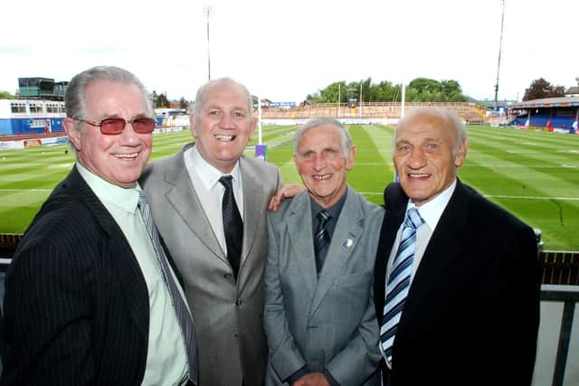 Legends: A quartet of famous Trinity legends, pictured in 2009, from left: Ian Brooke, Geoff Oakes, Ken Rollin and Harold Poynton
. Picture: Matthew Page