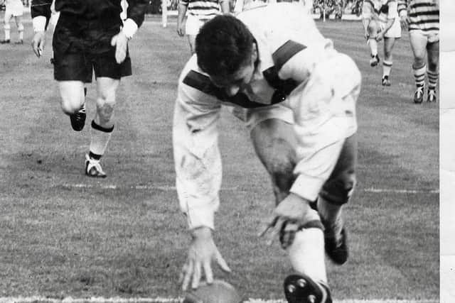Dream come true: Wakefield Trinity centre Ian Brooke scores a try in the 1963 Challenge Cup Final victory at Wembley.