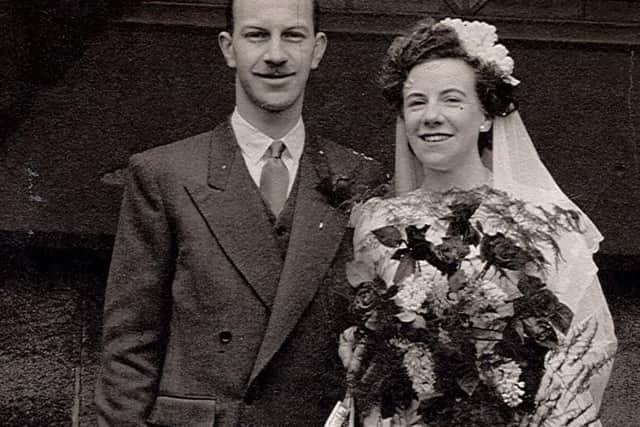 Mary and Ken Bell pictured on their wedding day in 1952