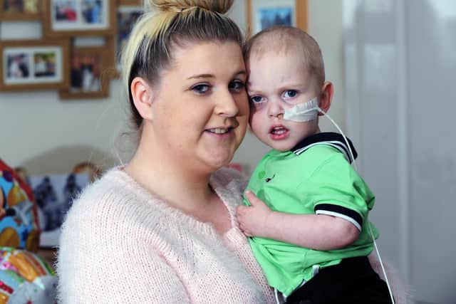 Riley Hoult pictured aged 21 months in December 2014 with mum Sophie.