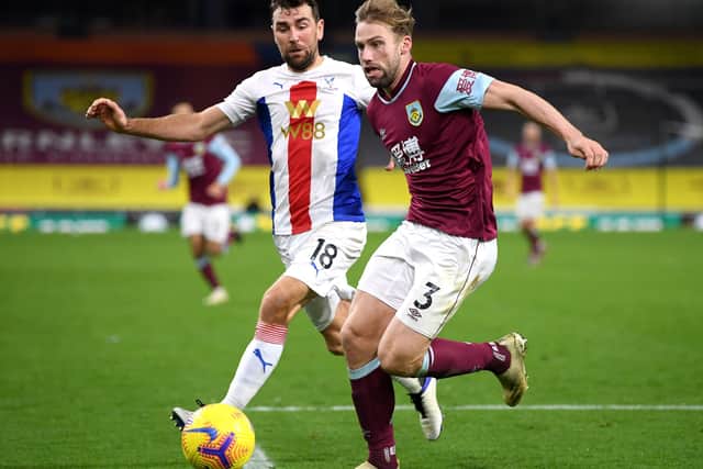 Burnley's Charlie Taylor (right) and Crystal Palace's James McArthur battle for the ball. Picture: Michael Regan/PA Wire.
