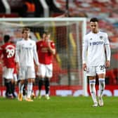 Leeds United players react during defeat at Manchester United. Pic: Getty