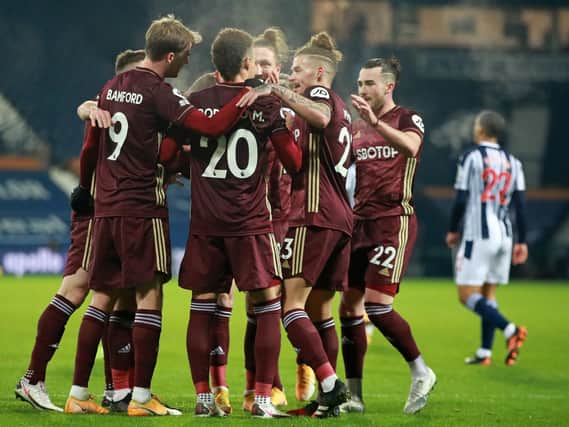Leeds United celebrate at West Brom. Pic: Getty