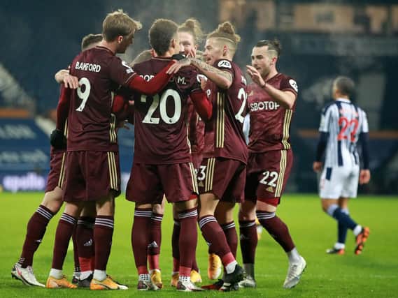 Leeds United celebrate at West Brom. Pic: Getty