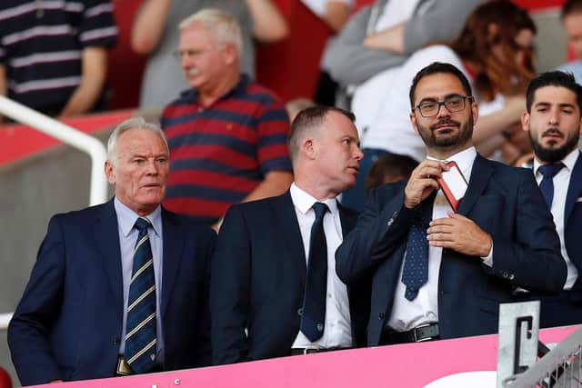MR LEEDS - Eddie Gray, left, pictured with Leeds United CEO Angus Kinnear and director of football Victor Orta, endured a heartbreaking 2020 along with so many others, suffering the loss of friends and former colleagues who helped build the club's reputation. Pic: Getty