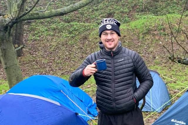 Adam Hamblett pictured  on one of his wild camping trips