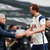 Tottenham Hotspur boss greets Harry Kane. Pic: Getty