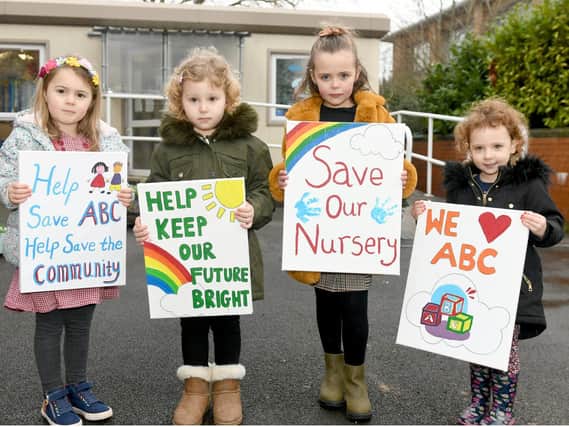 Pupils at ABC Daycare Nursery at Allerton Bywater demonstrating to save the nurser.

Picture: Gary Longbottom