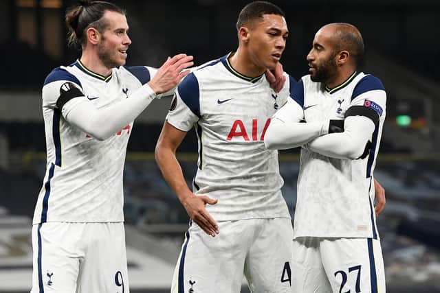 OUT, BACK, BACK? Gareth Bale, left, will definitely miss Tottenham Hotspur's clash against Leeds United but Carlos Vinicius, centre, and Lucas Moura, right, could both return. Photo by Ashley Western/MB Media/Getty Images.